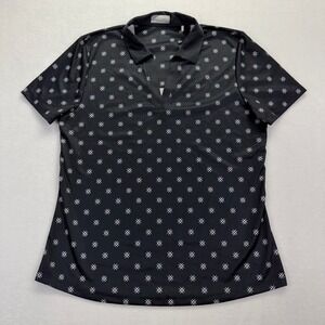 Callaway Golf Polo Womens Large Black White Opti-Dri UPF 50 Short Sleeve